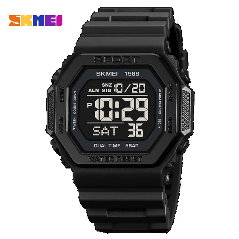 Built for the Grind — SKMEI 1988 Inverse Digital Display  Sports Watch, Multi Time Zone, LED Backlight