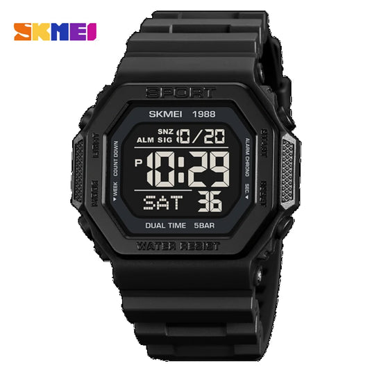 Built for the Grind — SKMEI 1988 Inverse Digital Display  Sports Watch, Multi Time Zone, LED Backlight