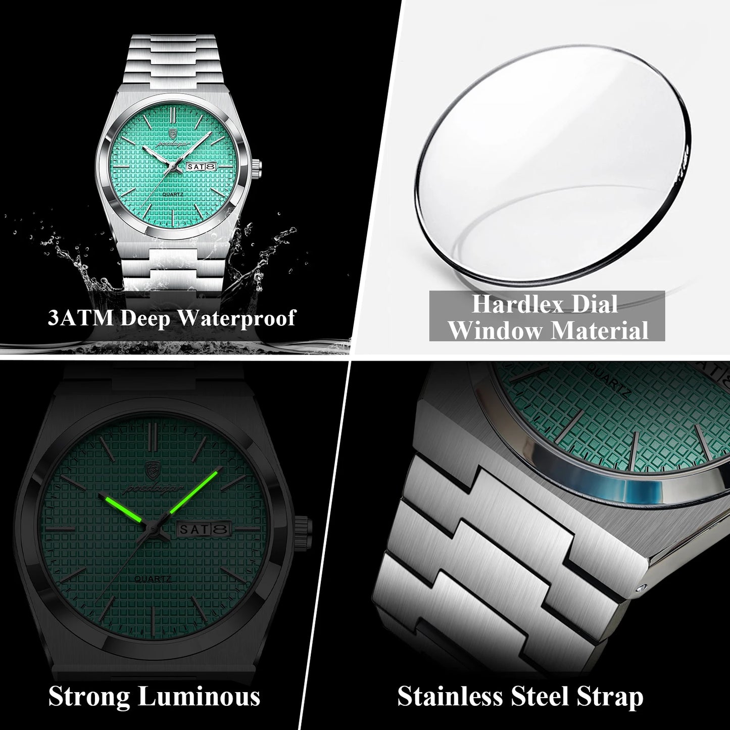 POEDAGAR Integrated Bracelet Watch — Cushion Case, Sport-Elegant Style [Multiple Colour & Dial Options]