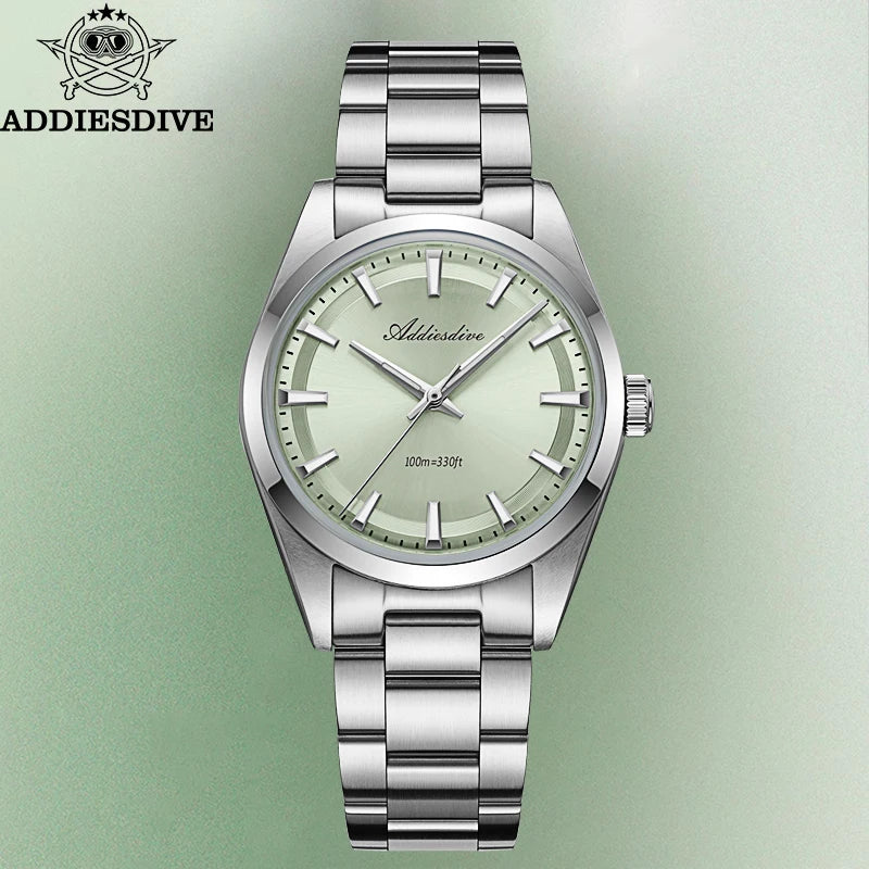 ADDIESDIVE Diver Watch — Blue Dial, Domed Hardlex Crystal, 100m Water Resistant [Colour Options]