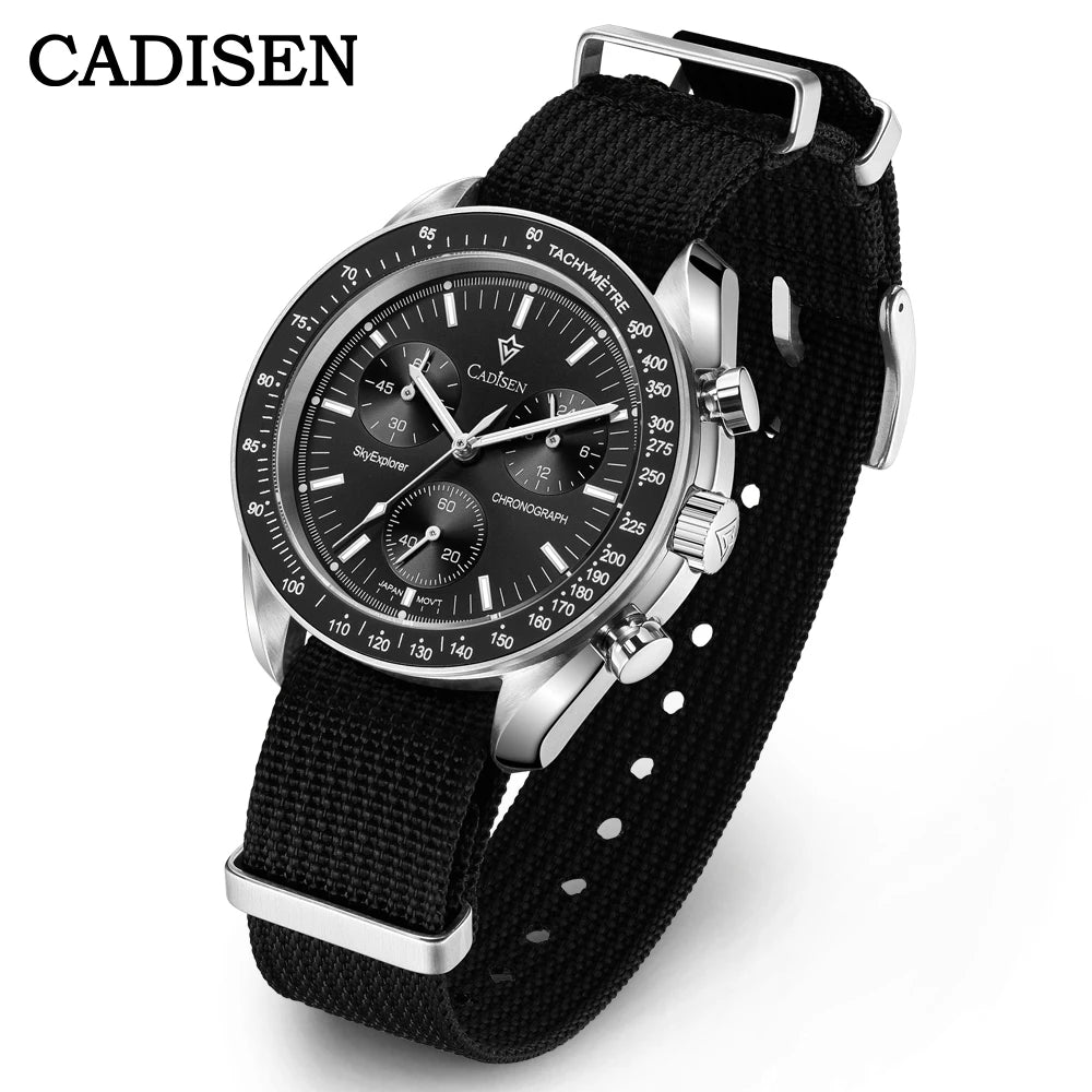 CADISEN C7064 — Genuine VK68 Chronograph, Sapphire Crystal, Canvas Strap — Serious Specs, Honest Price [Colour Options]