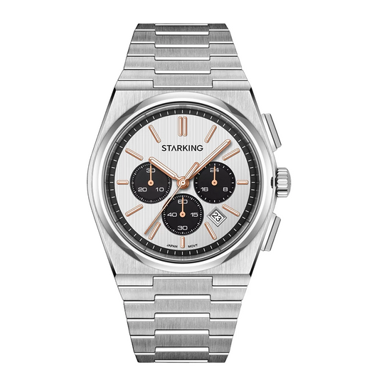 STARKING BM1244 Chronograph Quartz Watch: Japanese Miyota JS25, Stainless Steel, Hardlex Crystal, Date Window, 50m Water Resistant [Colour Options]