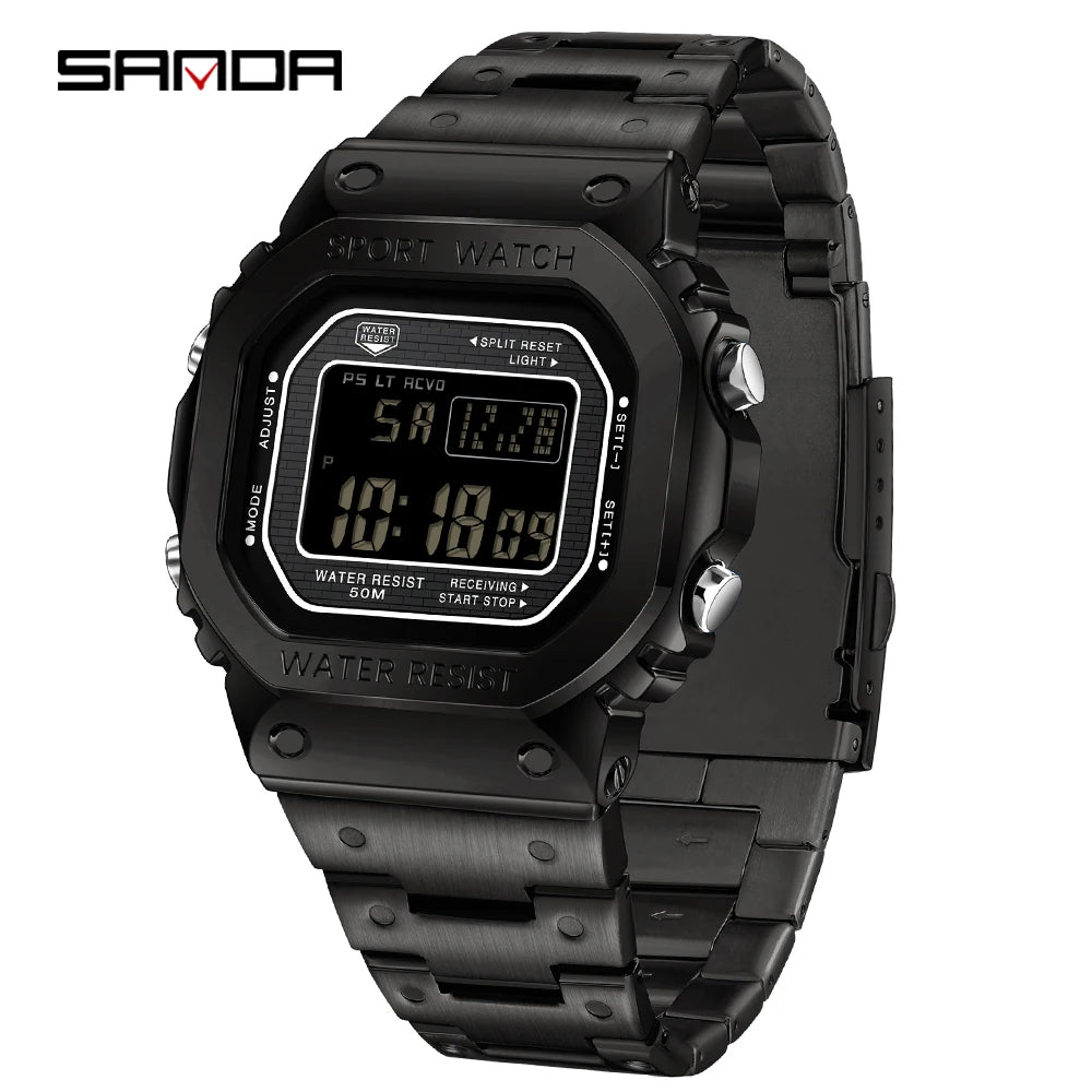 SANDA 2162 — Sports LED Digital Watch, Countdown, Alarm, Stopwatch, Night Light, 50M Water Resistant [Colour Options]