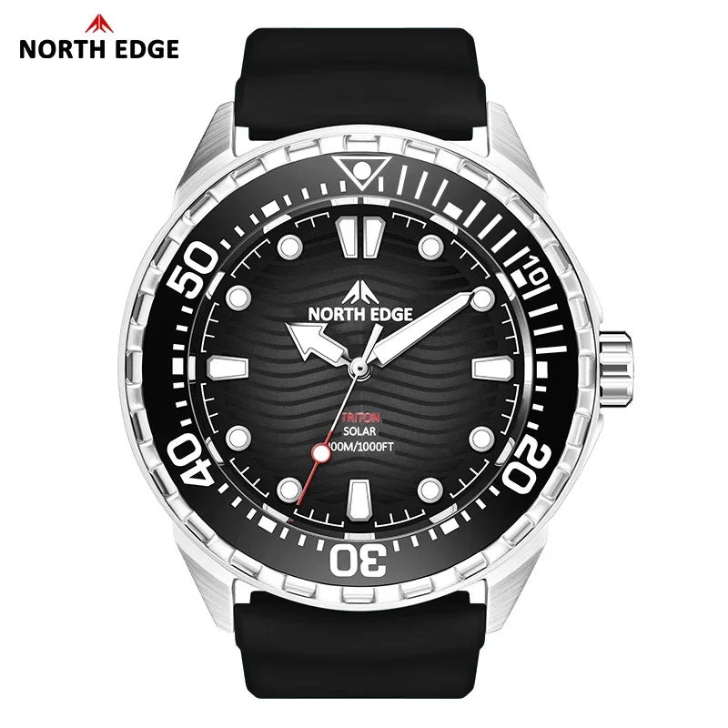 Never Charge It Again — NORTH EDGE Triton Solar Powered Rugged 300M Dive Watch [Strap & Colour Options]