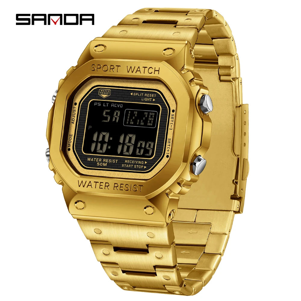SANDA 2162 — Sports LED Digital Watch, Countdown, Alarm, Stopwatch, Night Light, 50M Water Resistant [Colour Options]