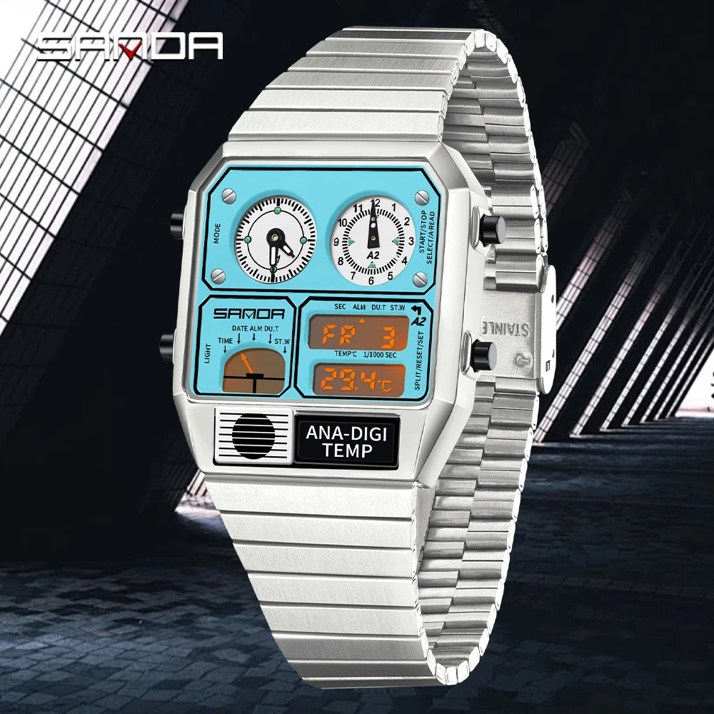 Command Console on Your Wrist — SANDA 3192 Retro Digital-Analog Sport Watch [Colour Options]