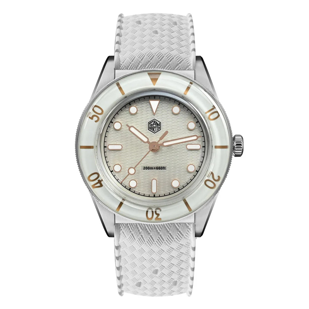 Refined Luxury, Perfected — San Martin SN0151 Ladies Guilloche MOP Watch, Swiss Ronda Movement, Sapphire, 200M