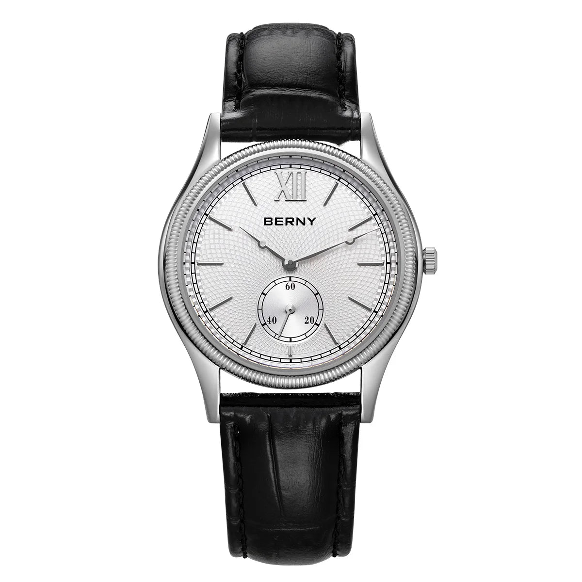 Beautiful Stand Out BERNY 2944M Slim Fashion Watch — Miyota 1L45 Quartz, Stainless Steel, Leather Strap
