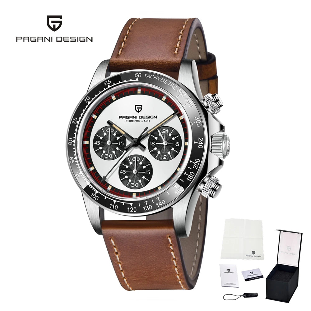 Iconic Racing Looks — PAGANI DESIGN PD-1676 Ceramic Bezel Chronograph, Panda Dial, Sapphire Crystal