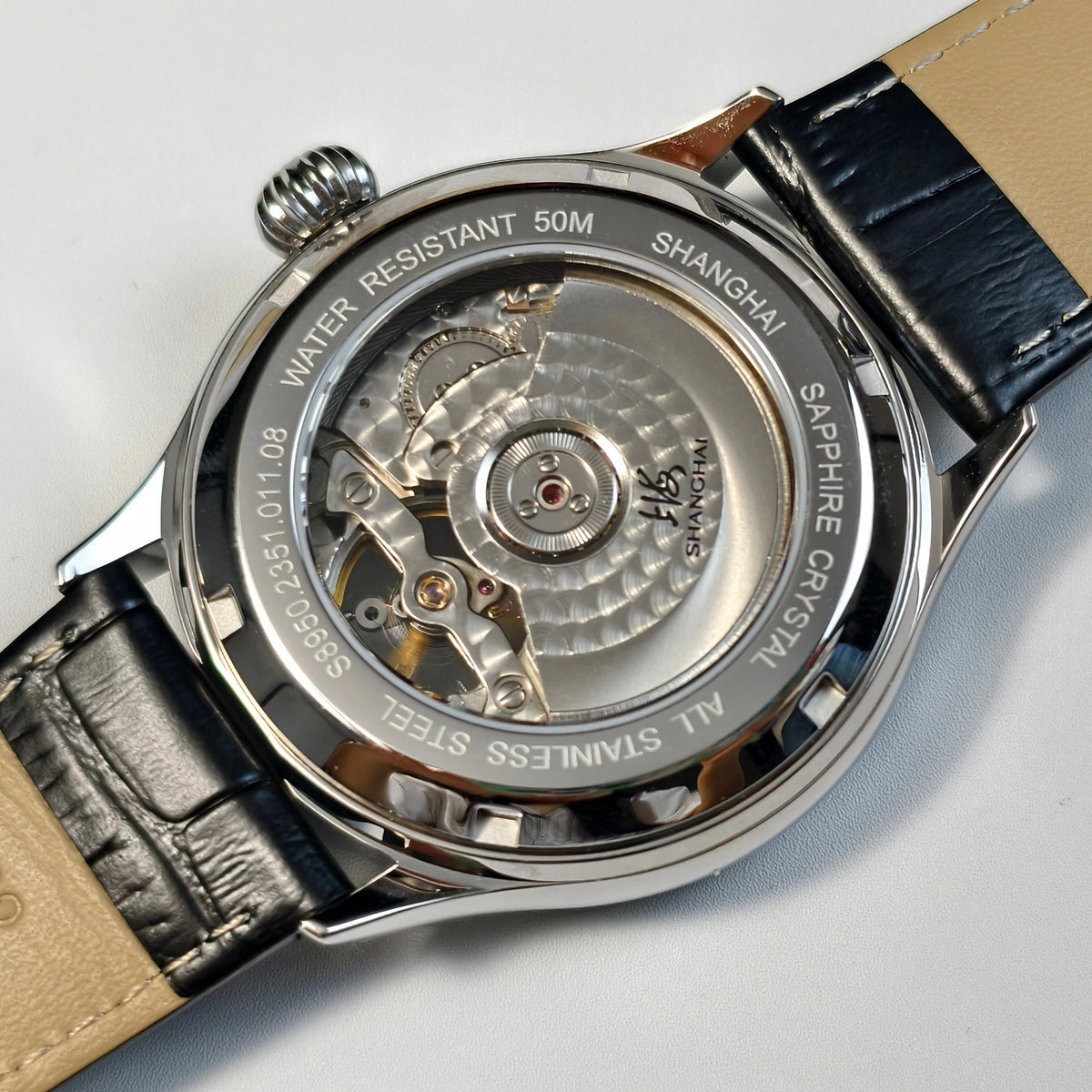 Shanghai S8950 — Starry Sky Open-Heart Automatic Watch, Day-Night Window, Seagull ST2571 Movement, Sapphire Crystal, 50M [Dial Options]