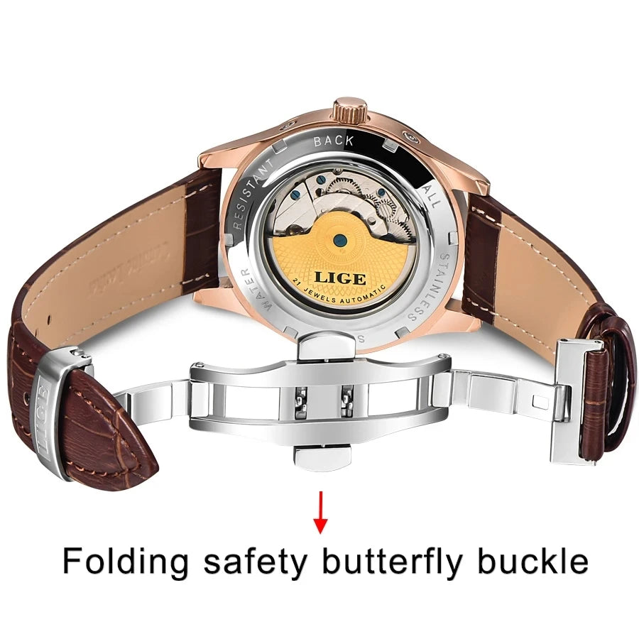 Distinguished LIGE — Automatic Moon Phase Watch, Open Heart Dial, Exhibition Case Back [Dial Colour & Strap Options]