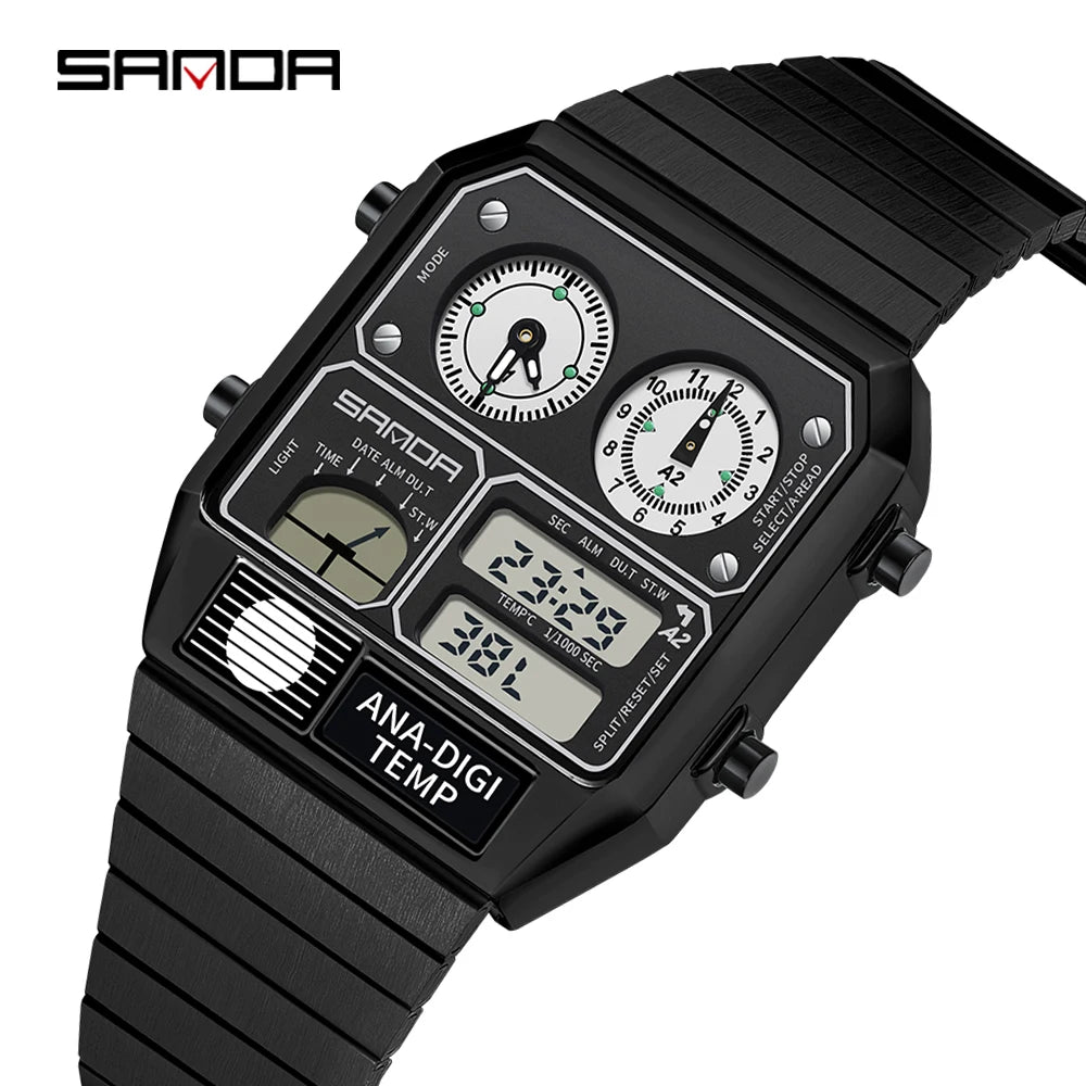 Command Console on Your Wrist — SANDA 3192 Retro Digital-Analog Sport Watch [Colour Options]