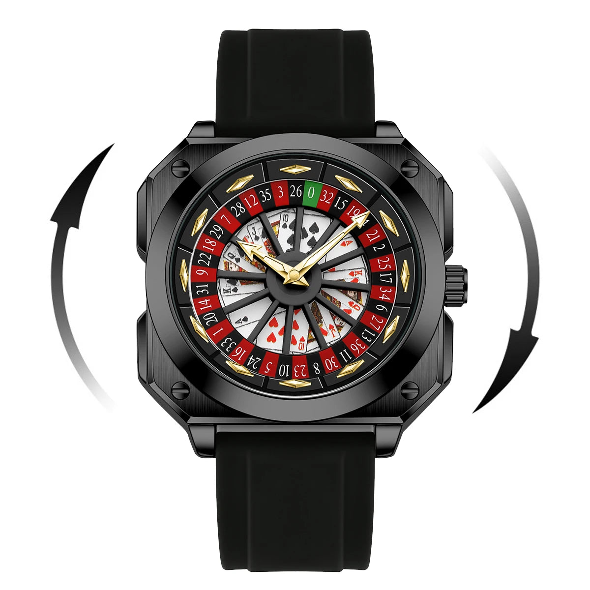 DSERS Feeling Lucky? — Roulette Dial Sports Quartz Watch, Square Case [Multiple Colour Options]