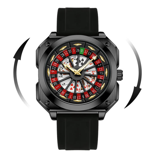 Feeling Lucky? — Roulette Dial Sports Quartz Watch, Square Case [Multiple Colour Options]