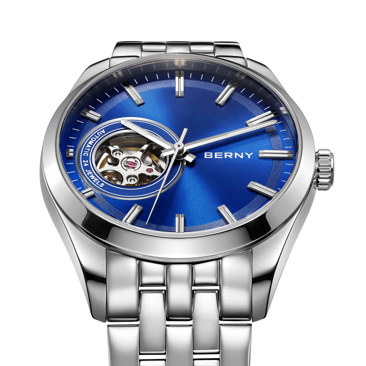 BERNY AM179M — Open-Heart Skeleton Automatic, NH38 Movement, Sapphire Crystal, Stainless Steel, 50m [Dial & Case Options]