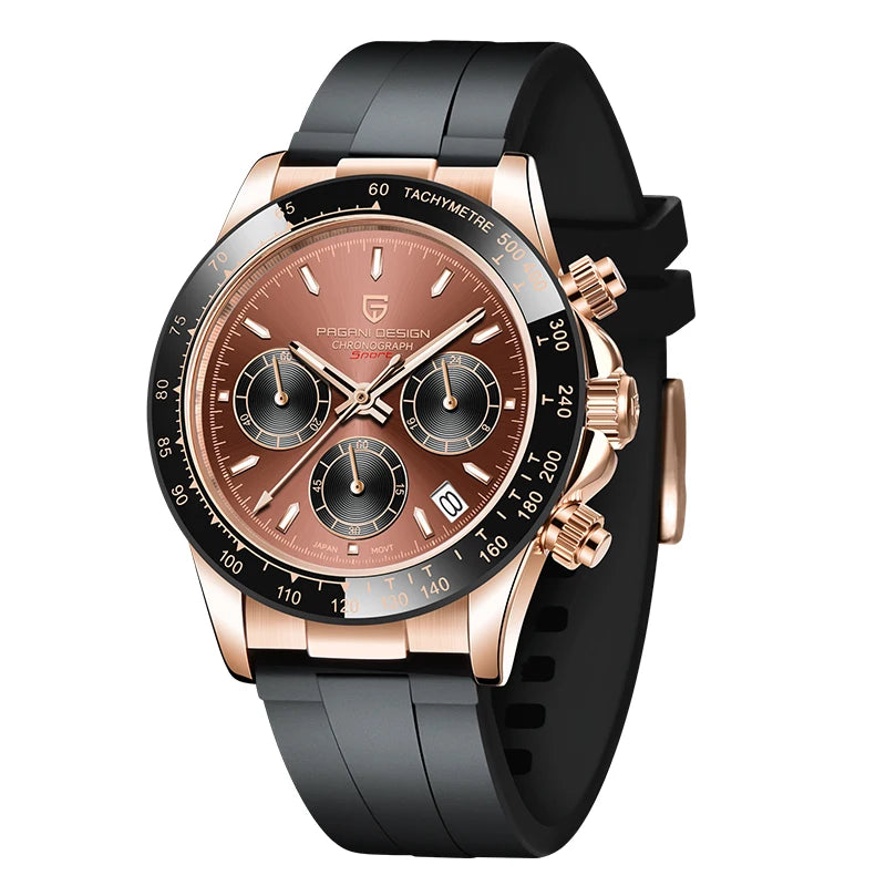 Pagani Design PD-1644 — Racing Chronograph Watch, Ceramic Bezel, 100M Water Resistant [Strap & Colour Options]