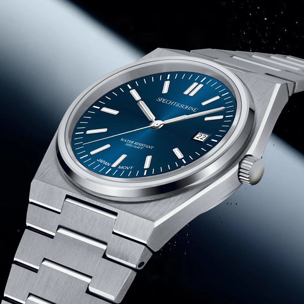 Iconic Looks Specht&Sohne Integrated-Bracelet Sport Watch — Sapphire Crystal, 100M Waterproof [Gold & Silver Strap Options]