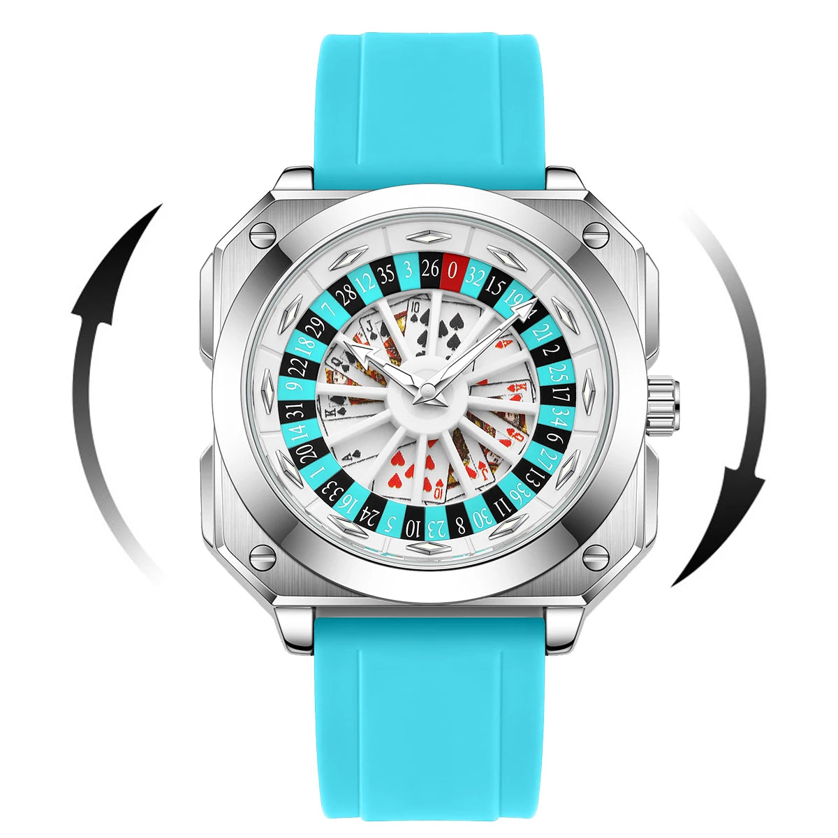DSERS Feeling Lucky? — Roulette Dial Sports Quartz Watch, Square Case [Multiple Colour Options]
