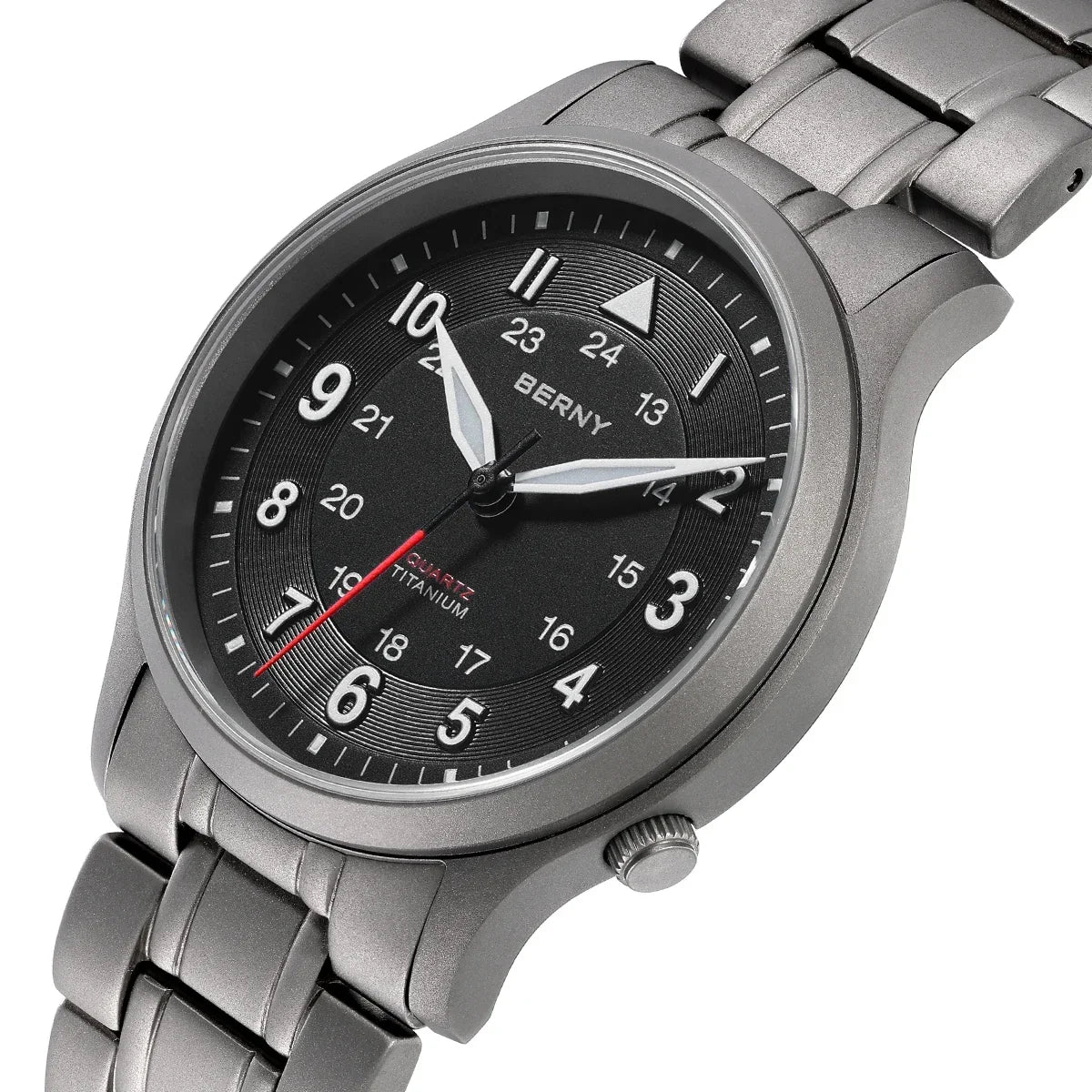 Featherlight BERNY Full Titanium Field Watch — Quartz, Sweeping Seconds Hand, Sapphire Crystal