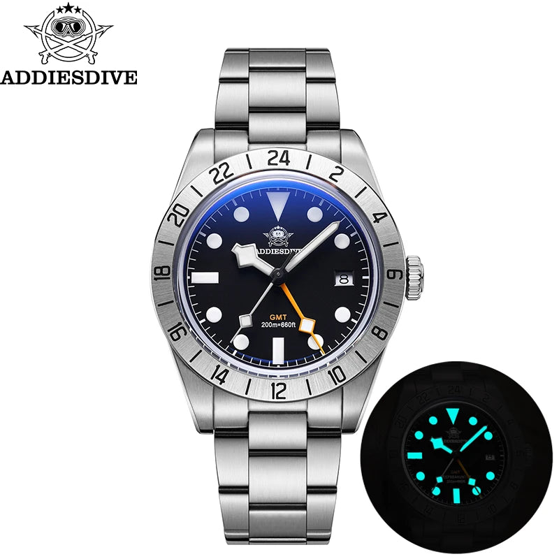 Not Your Average GMT — ADDIESDIVE AD2035 Bubble Mirror Watch, Swiss Ronda Movement, 200M
