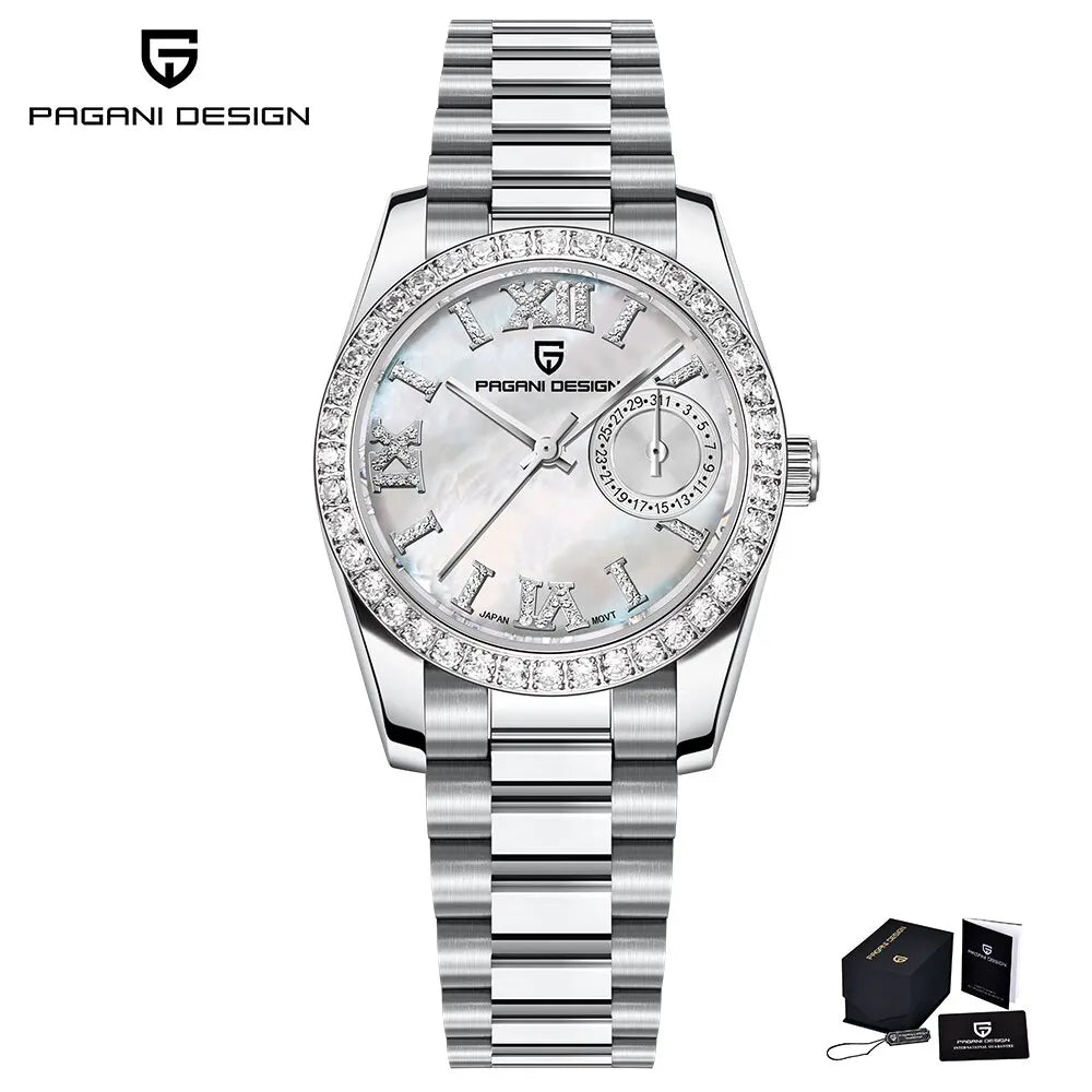 Stunning Pagani Design PD-1776 — Women's Quartz Watch, Crystal-Accented Bezel, Sapphire, 100M [Dial Colour Options]