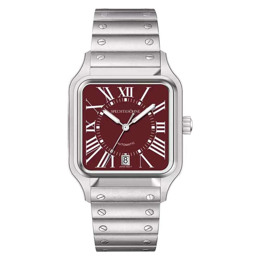 Elegance Redefined — SPECHT&SOHNE SP0011 Rectangular Automatic Fashion Watch, Sapphire Crystal, Stainless Steel [Colour Options]