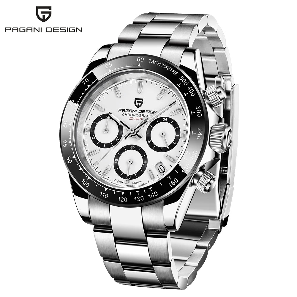 Pagani Design PD-1644 — Racing Chronograph Watch, Ceramic Bezel, 100M Water Resistant [Strap & Colour Options]