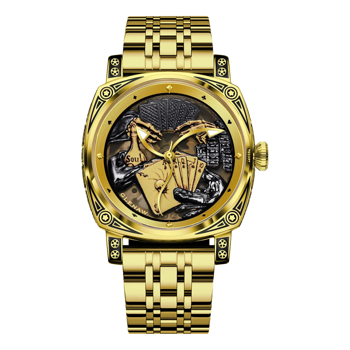 Stand Out Poker Dial Statement — GLENAW Automatic Mechanical Watch, Stainless Steel Case, Card Suit Dial [Strap & Colour Options]