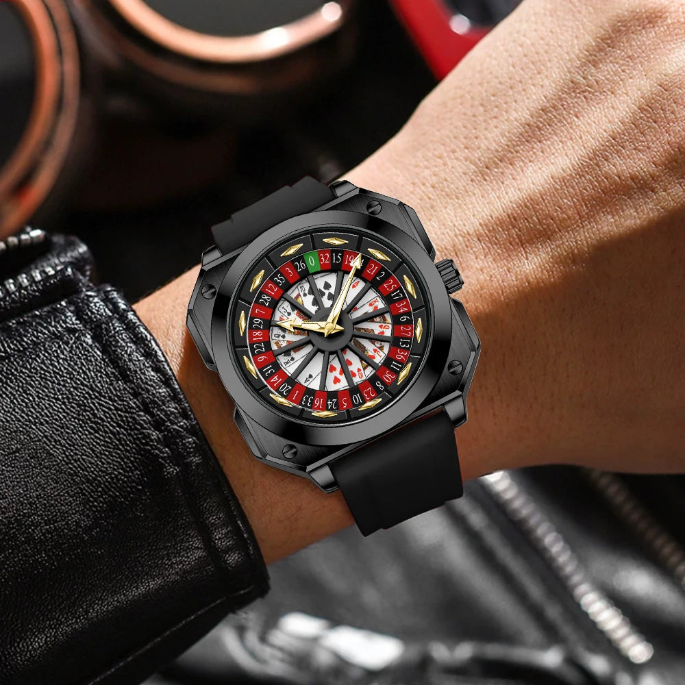 DSERS Feeling Lucky? — Roulette Dial Sports Quartz Watch, Square Case [Multiple Colour Options]
