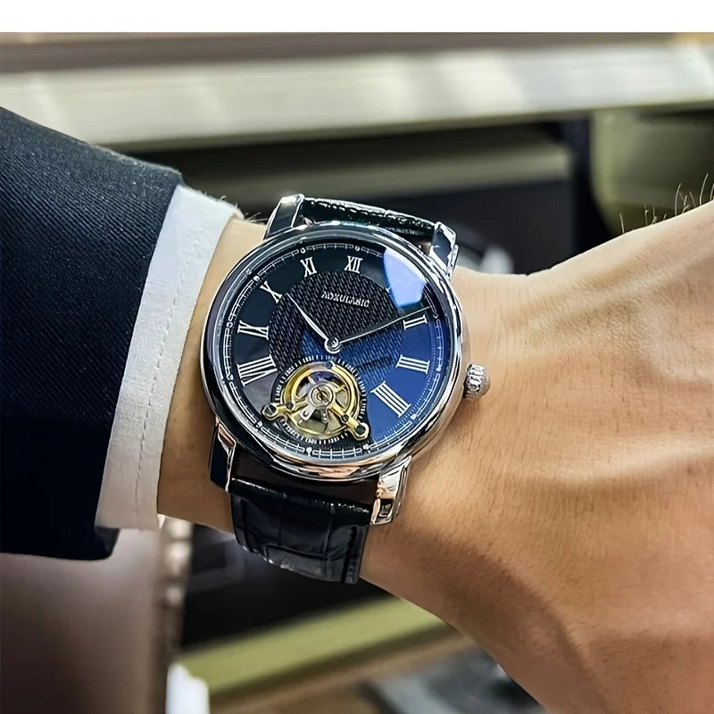 Mens Open Heart Automatic Watch – Hollow Skeleton Dial, Alloy Case, Genuine Leather Strap – All the Look, None of the Price Tag [Colour Options]