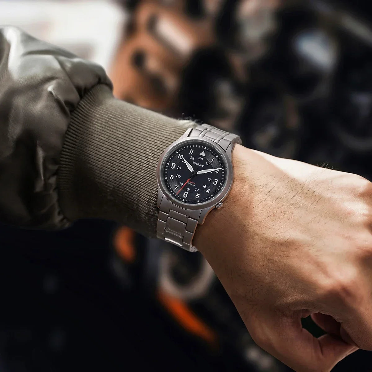 Featherlight BERNY Full Titanium Field Watch — Quartz, Sweeping Seconds Hand, Sapphire Crystal