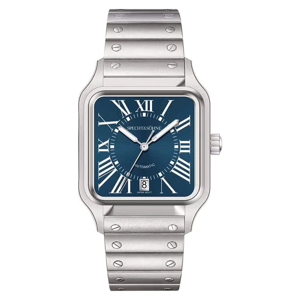Elegance Redefined — SPECHT&SOHNE SP0011 Rectangular Automatic Fashion Watch, Sapphire Crystal, Stainless Steel [Colour Options]