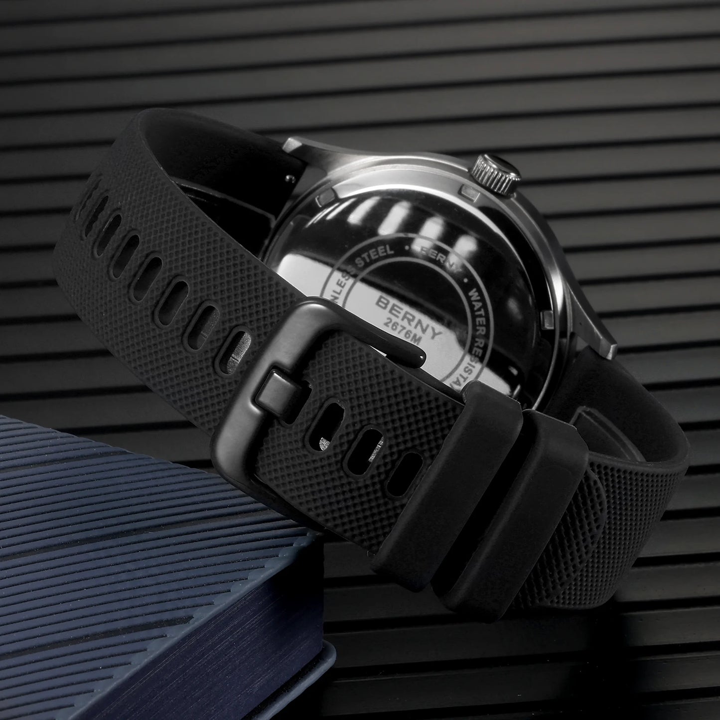 Beautiful  BERNY Everyday Watch — Complete Calendar, Genuine Japanese Movement, Silicone Strap