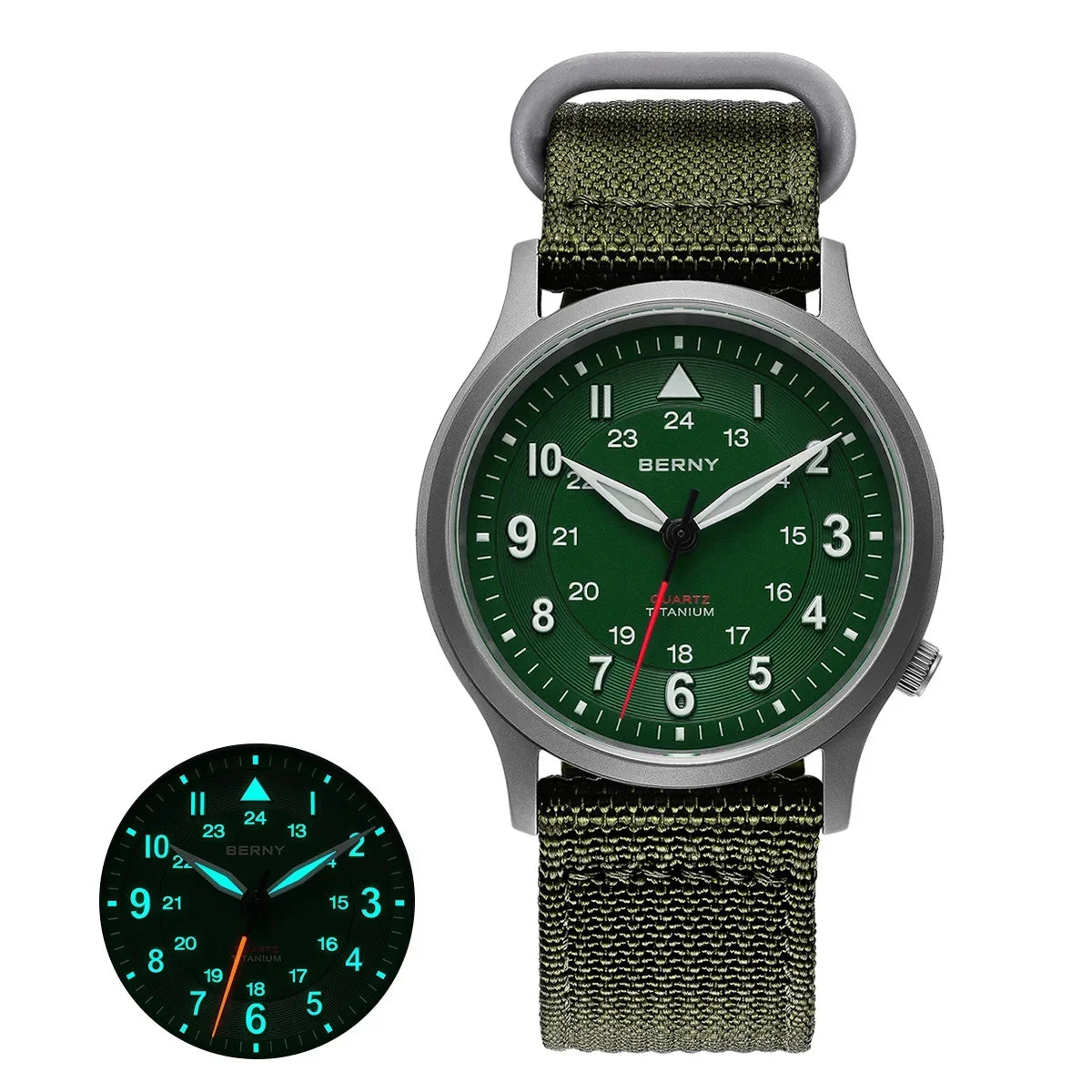 Featherlight BERNY Full Titanium Field Watch — Quartz, Sweeping Seconds Hand, Sapphire Crystal