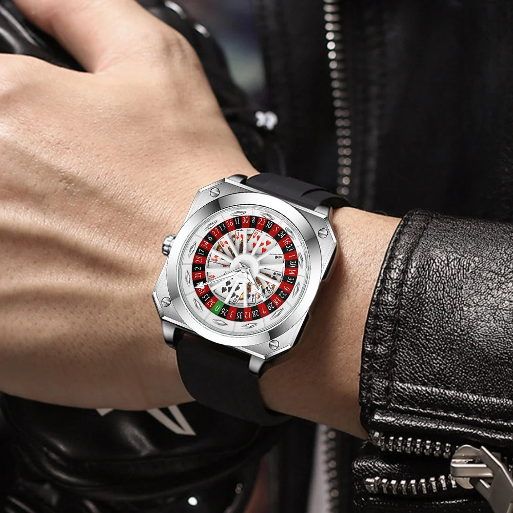 DSERS Feeling Lucky? — Roulette Dial Sports Quartz Watch, Square Case [Multiple Colour Options]