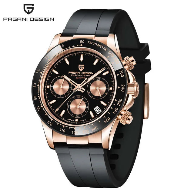 Pagani Design PD-1644 — Racing Chronograph Watch, Ceramic Bezel, 100M Water Resistant [Strap & Colour Options]