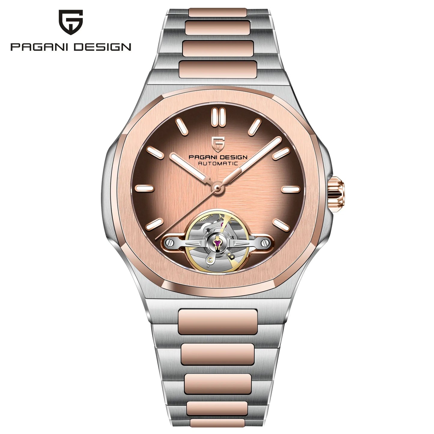 Pagani Design PD-YS025 — Stunning Open Heart Automatic Watch, Bold Round Case, Tourbillon-Style Display, Sapphire