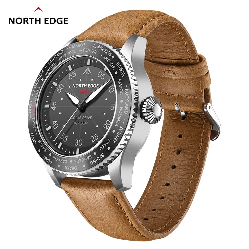 Runs for Half a Year on One Charge — NORTH EDGE MACH Solar Powered Pilot Watch [Colour Options]