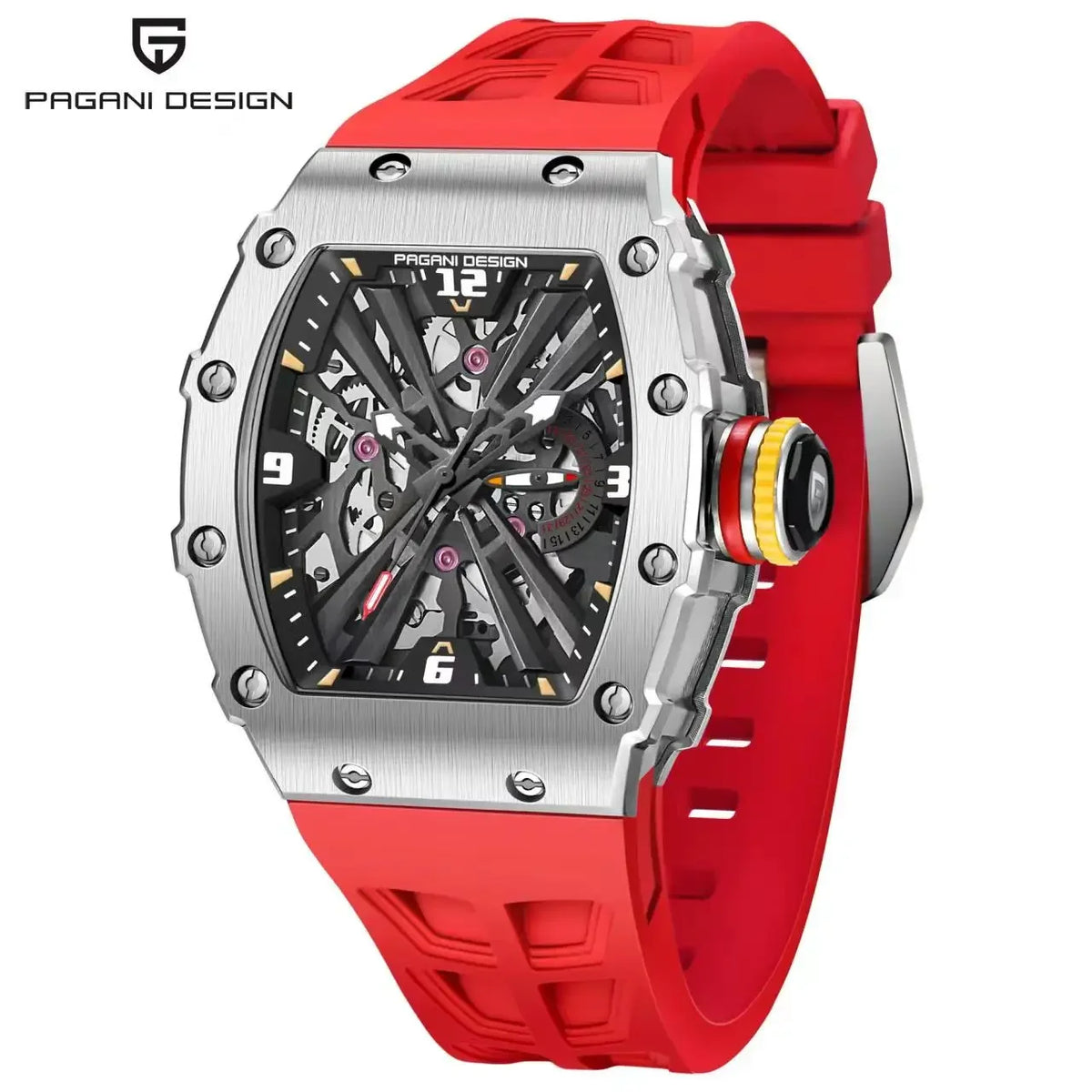 Not Your Average Dress Watch — PAGANI DESIGN PD-1738 Tonneau Skeleton Motorsport Watch, Sapphire Crystal, Stainless Steel