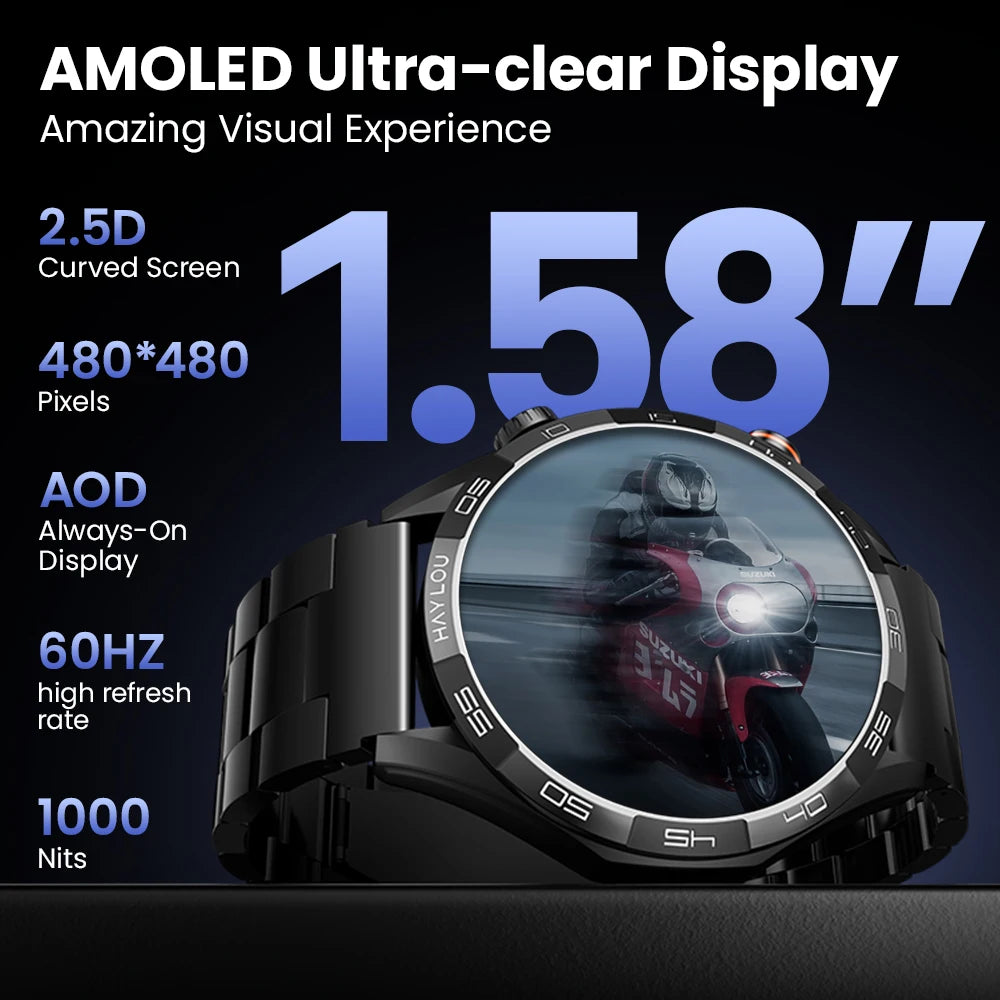 Men's AMOLED Smart Watch — Voice Calling, IP68 Waterproof, 15-Day Battery [Multiple Strap & Colour Options]