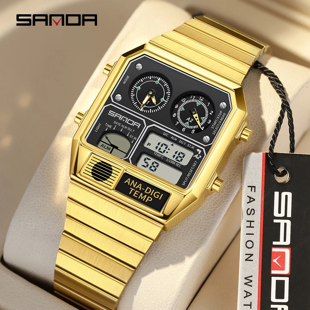 Command Console on Your Wrist — SANDA 3192 Retro Digital-Analog Sport Watch [Colour Options]