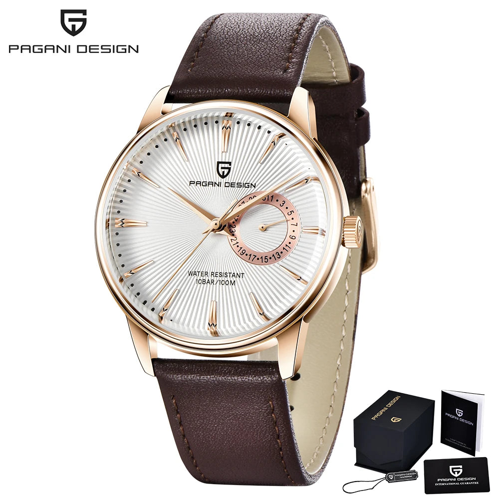 PAGANI DESIGN PD-1654 Field Watch — Small Seconds Dial, Sapphire Crystal, Genuine Leather