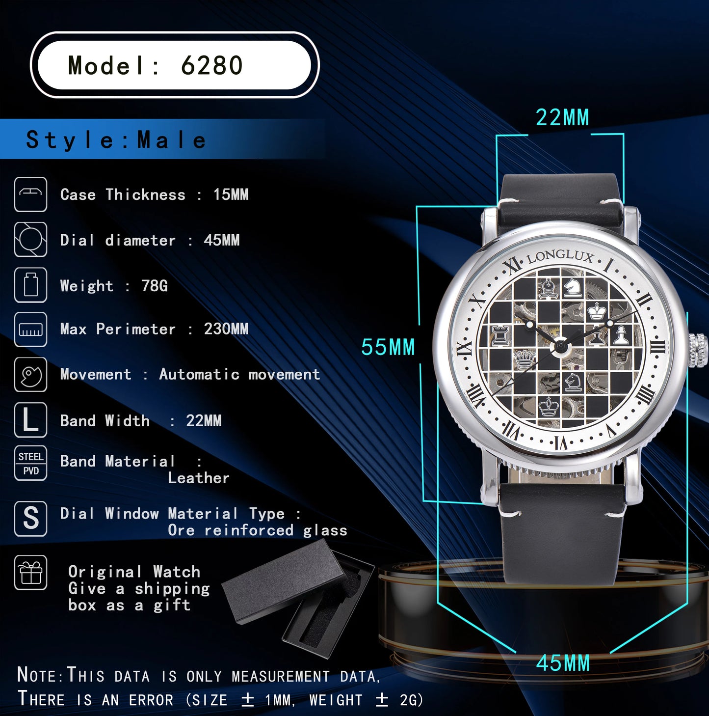 Check, Mate — Bold Chess Board Skeleton Automatic Watch [Colour / Dial Option]