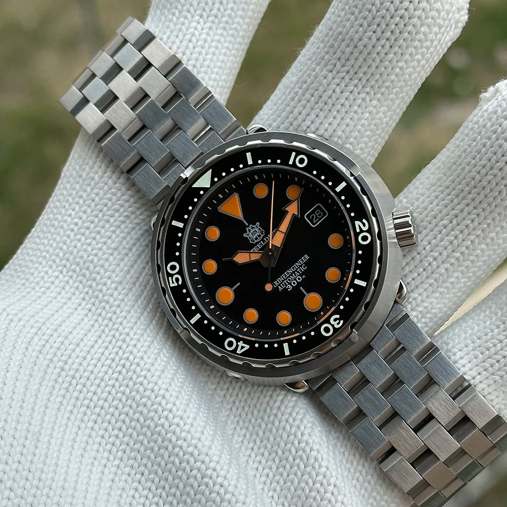 Bold Colour Statement — STEELDIVE SD1975T Upgraded Dial Automatic Shrouded Diver, Ceramic Bezel, 300M Water Resistant [Colour Options & Strap]