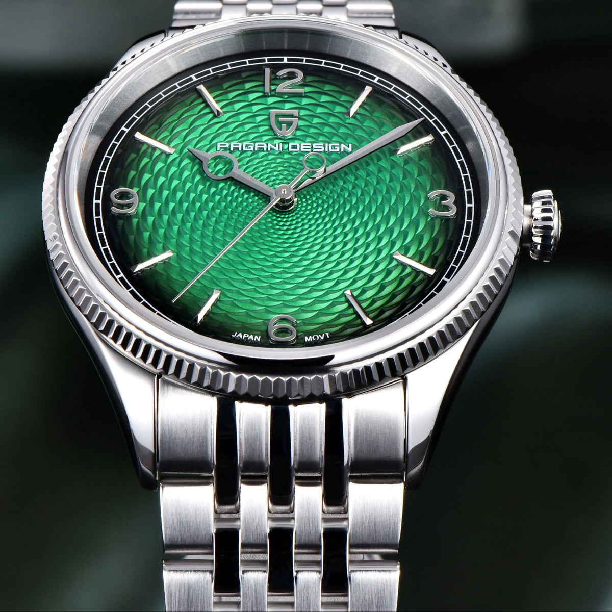 PAGANI DESIGN 1828 — Wavy Textured Dial, Japanese TMI VH31 Quartz, Sapphire Crystal, Stainless Steel, 100m [Dial Colour Options]