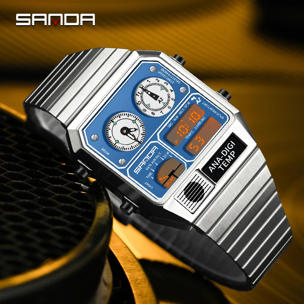 Command Console on Your Wrist — SANDA 3192 Retro Digital-Analog Sport Watch [Colour Options]
