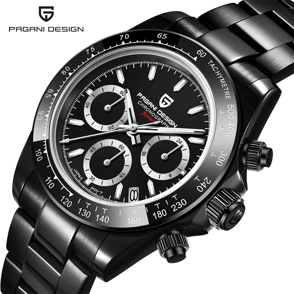Pagani Design PD-1644 — Racing Chronograph Watch, Ceramic Bezel, 100M Water Resistant [Strap & Colour Options]