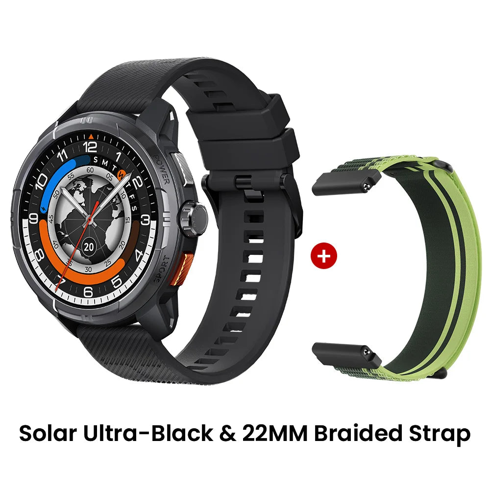 Solar Ultra GPS Smartwatch - 1.6" AMOLED Display, 22-Day Battery, 170 Sport Modes [Multiple Colour Options]