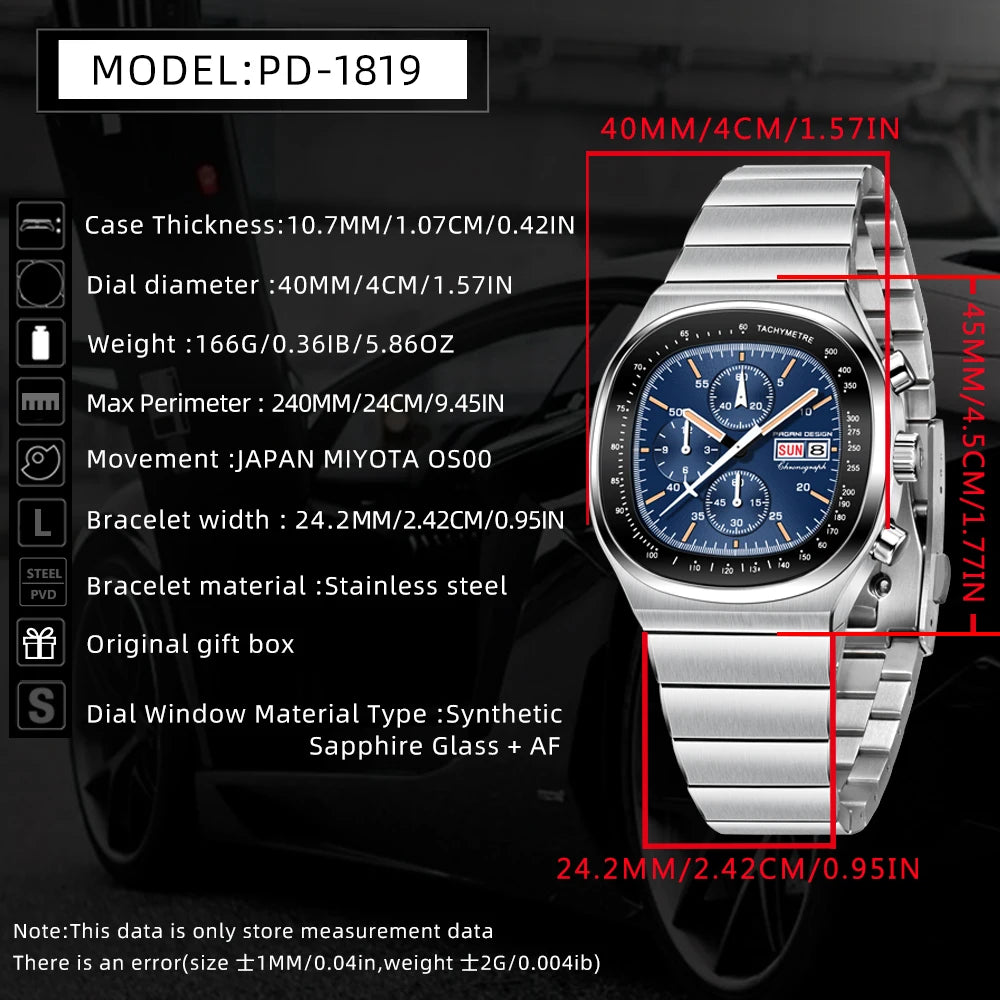 The Real Deal for Speed — PAGANI DESIGN PD1819 Chronograph, Japanese Movement, Sapphire, 100M [Colour Options]