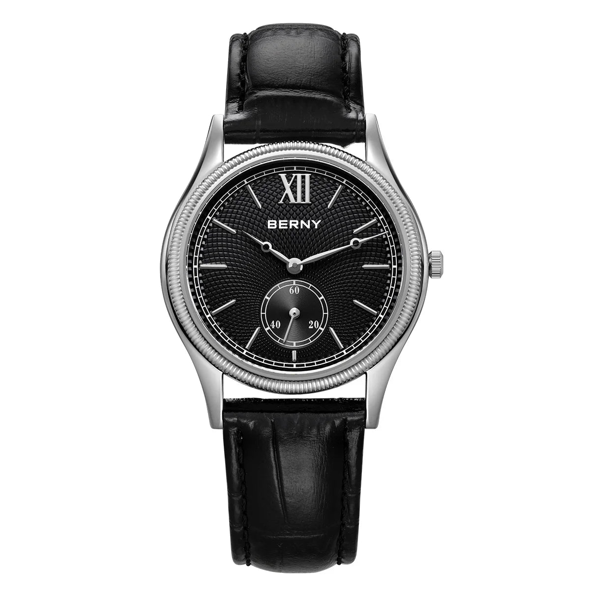 Beautiful Stand Out BERNY 2944M Slim Fashion Watch — Miyota 1L45 Quartz, Stainless Steel, Leather Strap